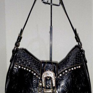 MC embossed and basket weave leather adorable bag